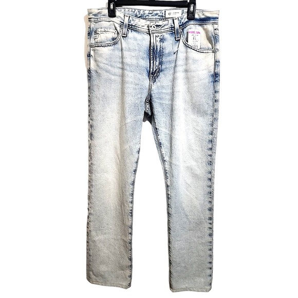 AG ADRIANO GOLDSCHMIED THE EVERETT SLIM STRAIGHT LIGHT WASH BLUE JEAN MENS 34 32